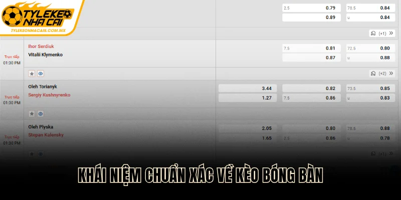 Khái niệm chuẩn xác về kèo bóng bàn